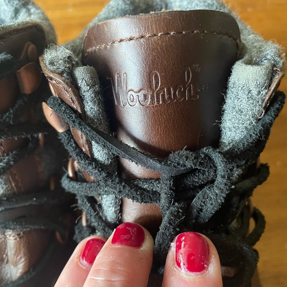 WOOLRICH ROCKIES Brown Gray Hiking Boots Leather Wool Women’s Size 6.5  37 EUC - Picture 4 of 10